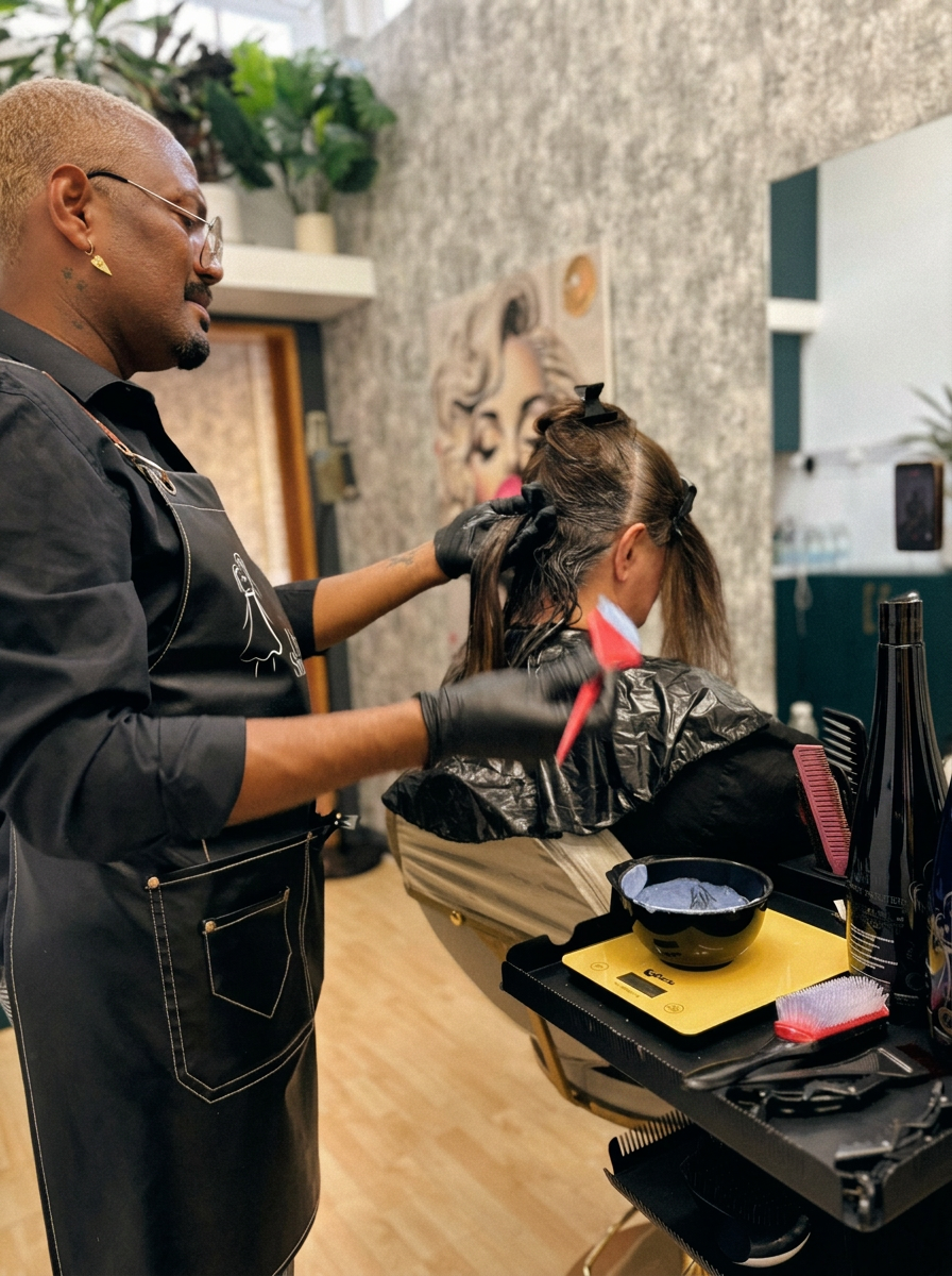 Salon professional applying treatment